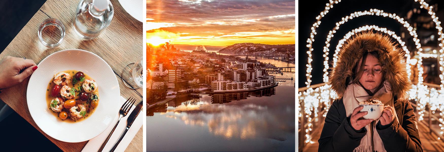 bildecollage av vinterbilder fra Porsgrunn