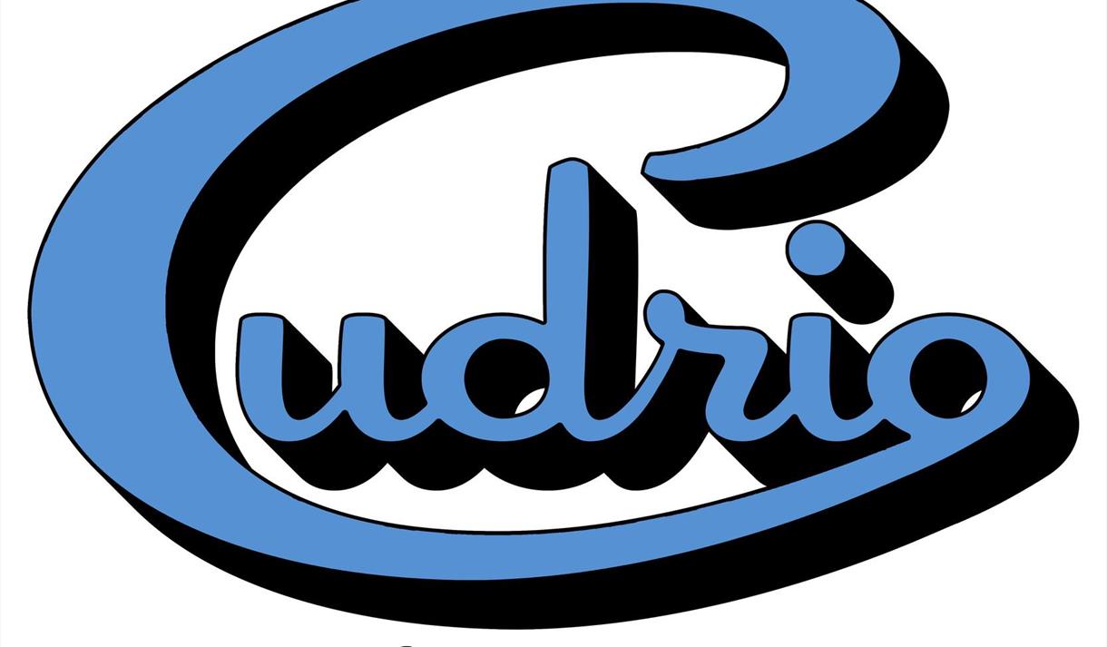 logo i blått og sort med hvit bakgrunn