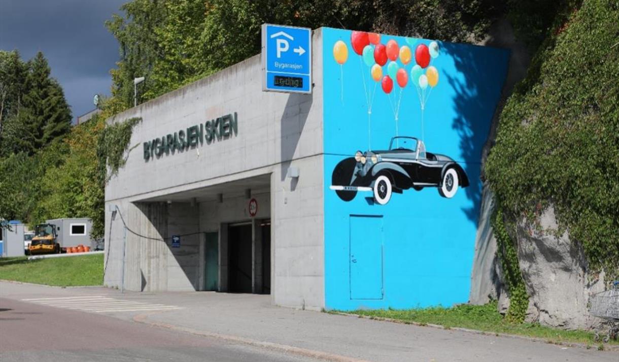 Kunstvegg på Bygarasjen i Skien