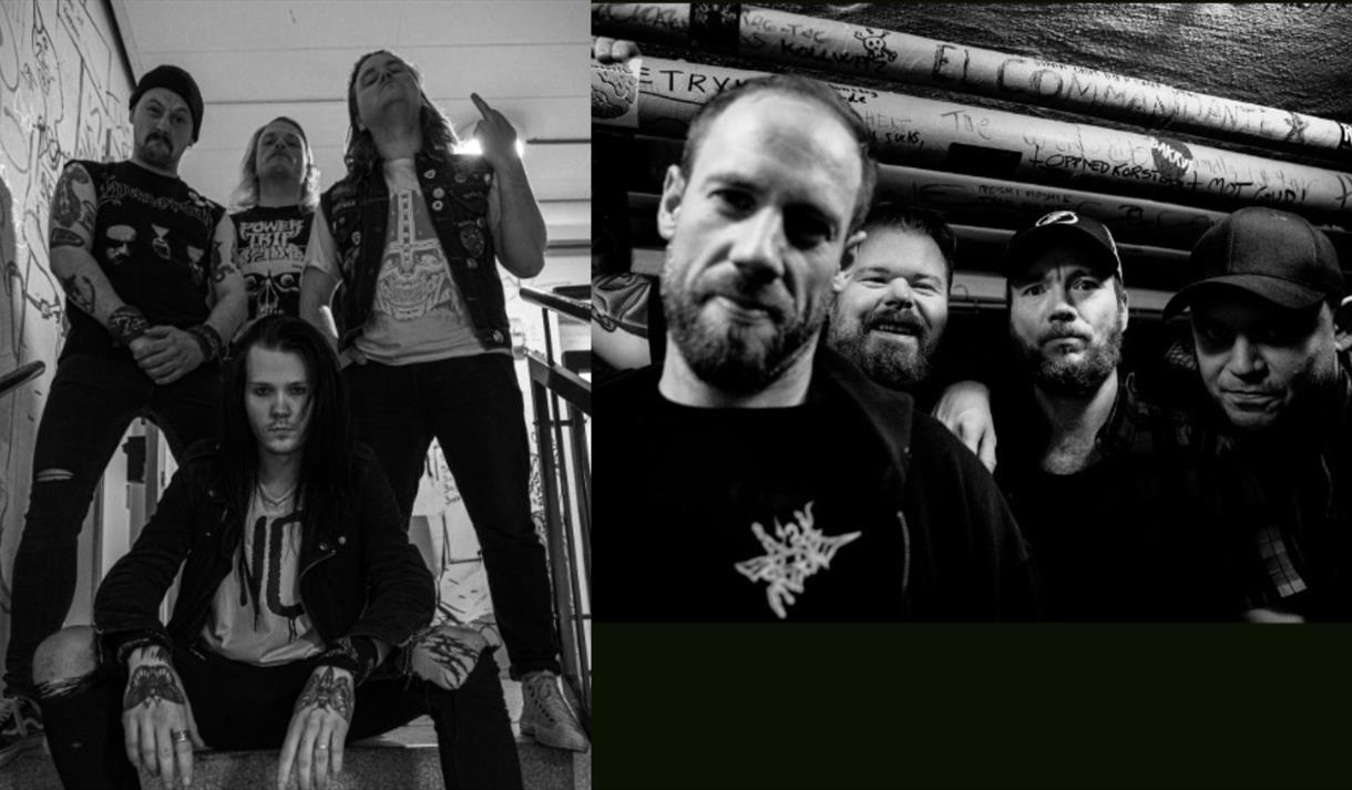 sort hvitt bilde av 4 menn