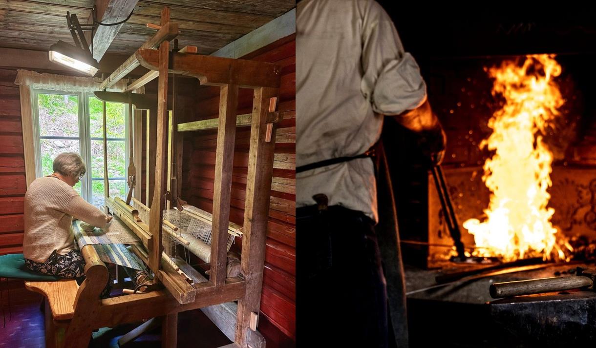 Veving og smiing, husmannsplassen på Vest-Telemark museum Eidsborg.