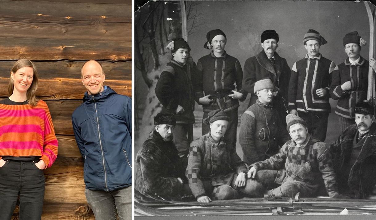 Fotocollage med Laura Ellestad & Ottar Kåsa, og Aurora Ski Club of Red Wing.