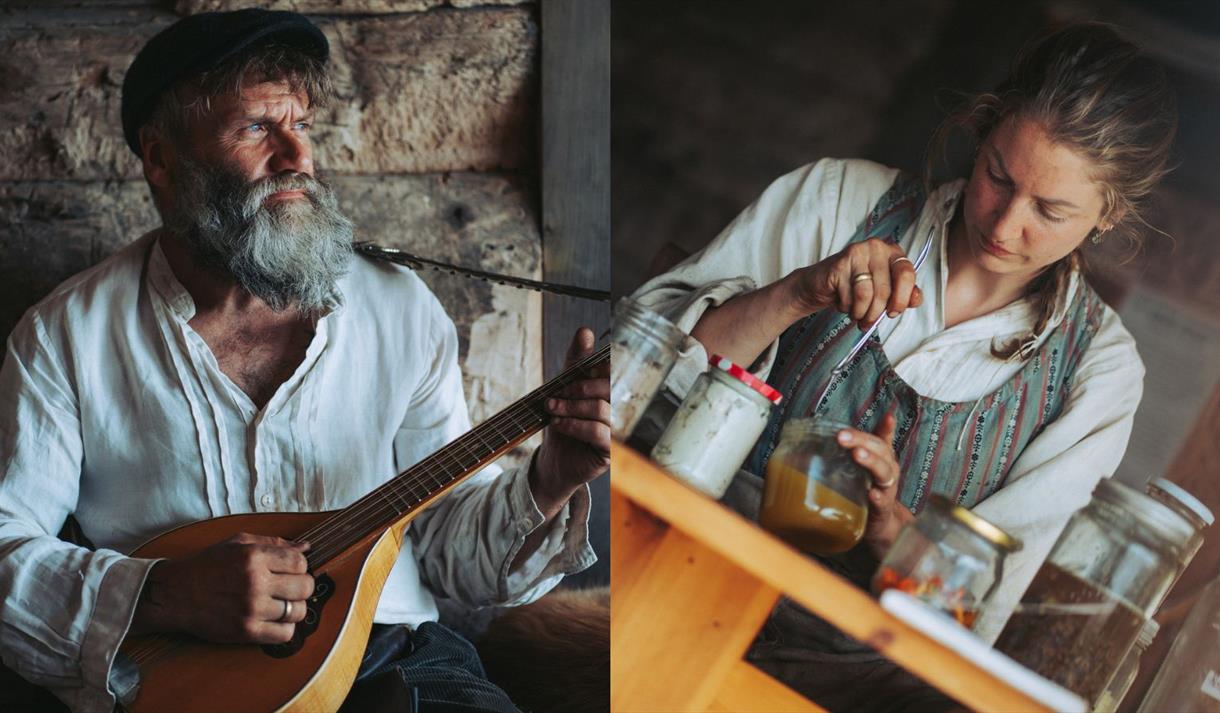Museumsbøndane Daniel og Daphne på Vest-Telemark museum