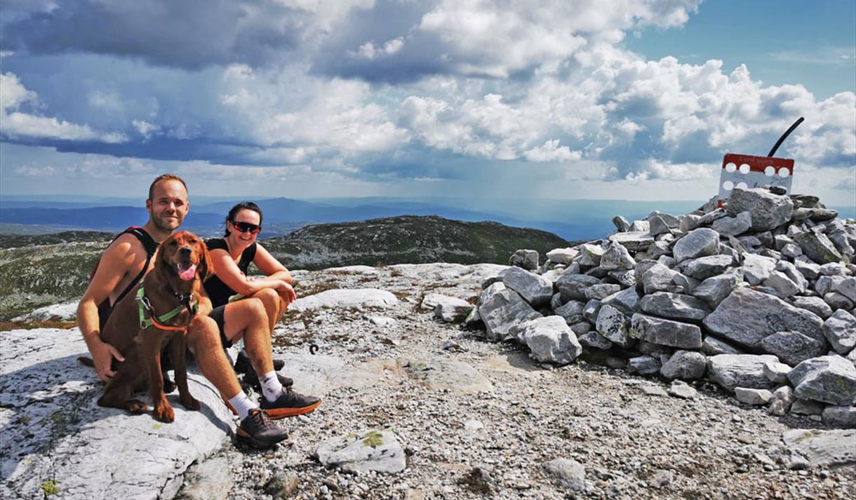 par sitter på toppen av Bletoppen