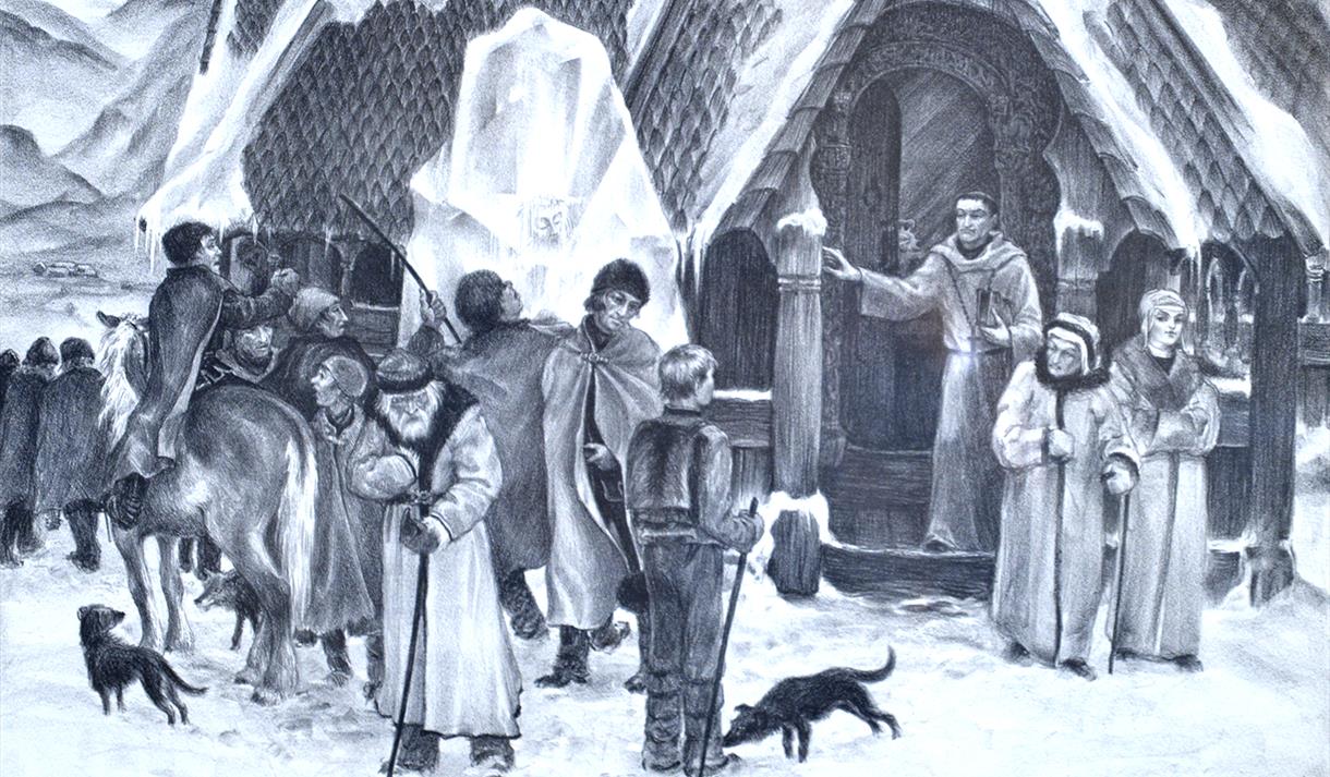 Vandringsmannen, Draumkvedet tolka av kunstnaren Olaf Willums.