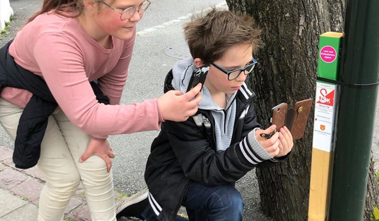 2 barn på stolpejakt