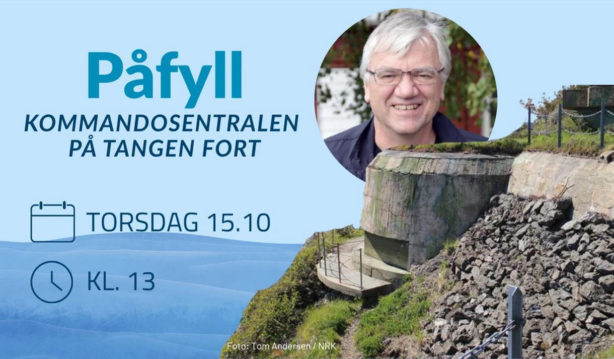 bilde av en gammel kanonplass, bilde av mann med lyst hår og briller