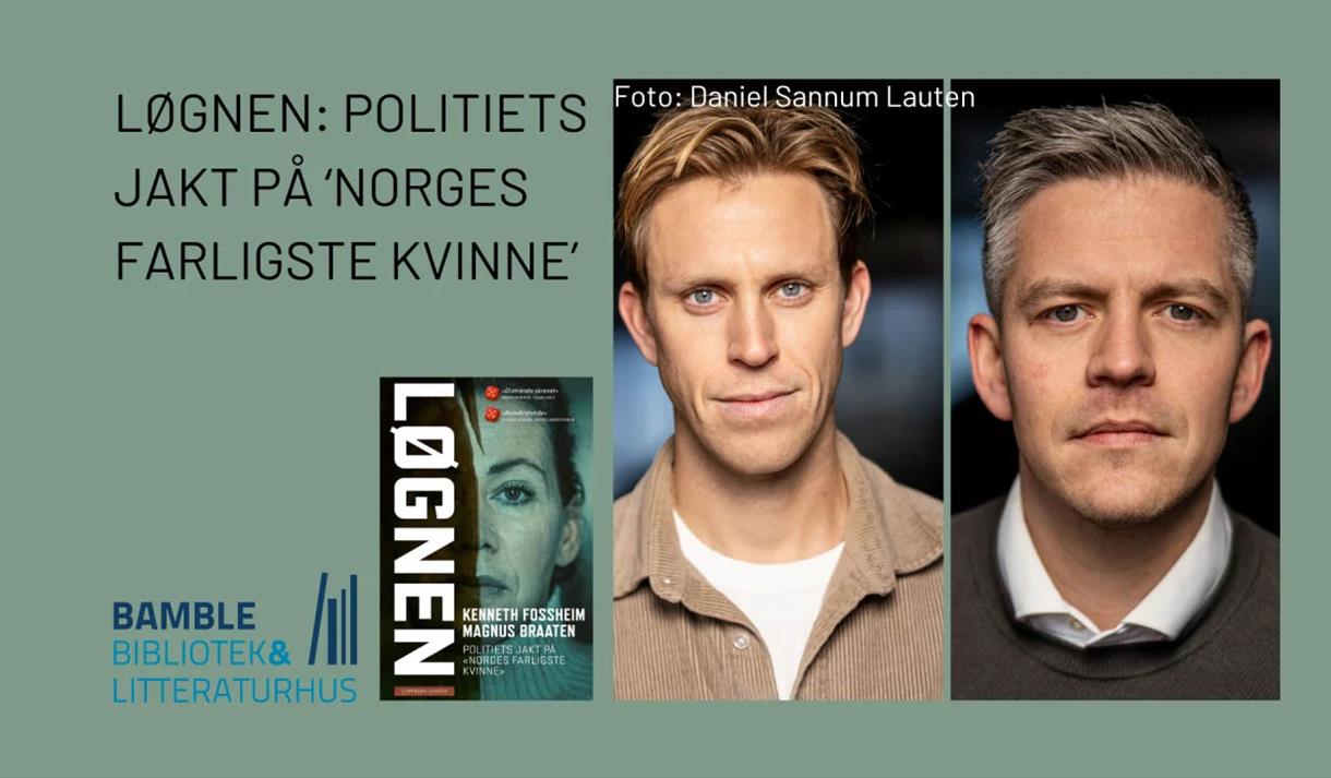 lys grønn plakat, bilde av to menn, en bilde av en bok med en dame
