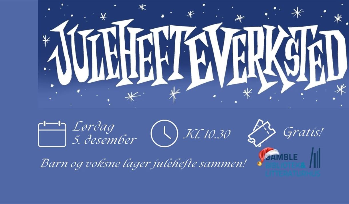 plakat i blåfarger med hvite stjerner og hvit skrift