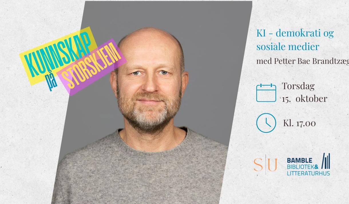 plalat i dus blåfarge, bilde av en mann med skjegg