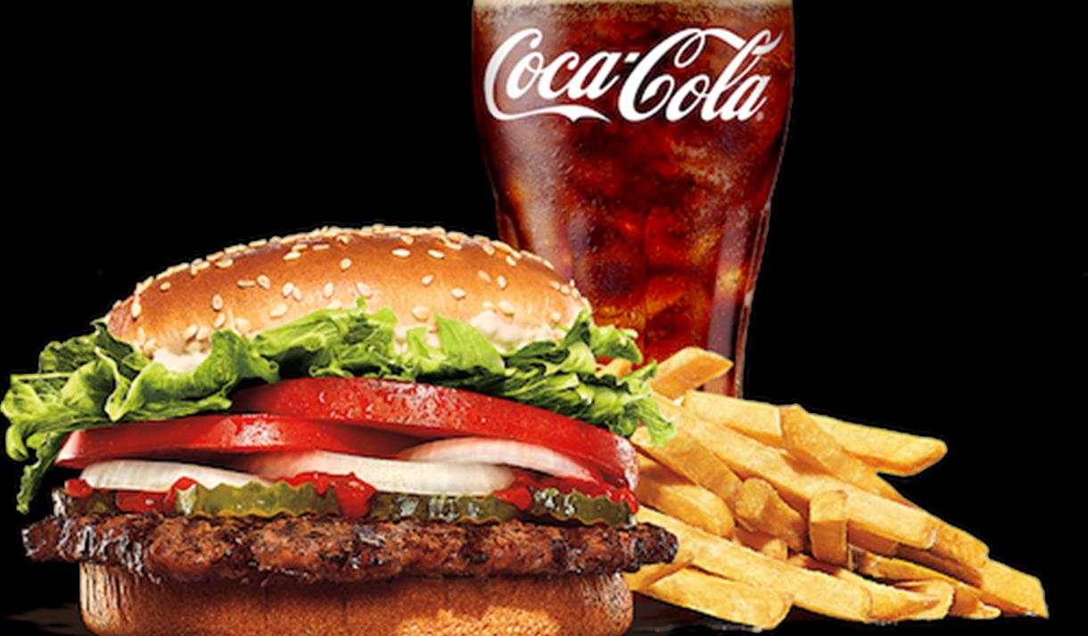 cola, chips og hamburger