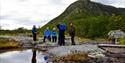 gruppe raster på tur på Kvennavegen