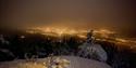 utsikt fra Vestre Skrehelle en vinterkveld